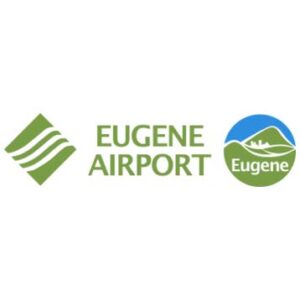 Eugene Airport green logo with circle emblem